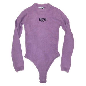 Ragged Priest Women's Obsessed Fuzzy Bodysuit Sweater Size 8 L NEW Eyelash Knit